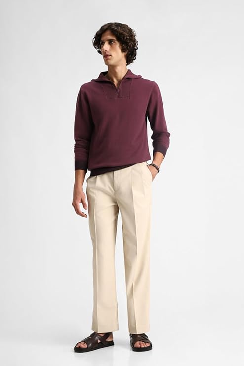SNITCH Men Trousers Formal Wear | Relaxed Fit Pleated Front Plain Design Straight Leg | Polyester Blend Medium-Stretch Fabric for Office & Professional Look - Image 4
