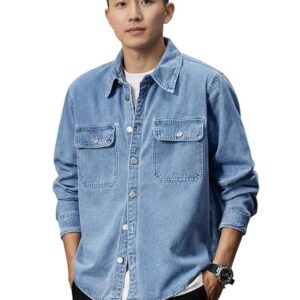 GRECIILOOKS Men's Full Sleeve Regular Fit Casual Denim Shirt | Cotton Shirts for Man |Stylish Trendy Shirt for Men